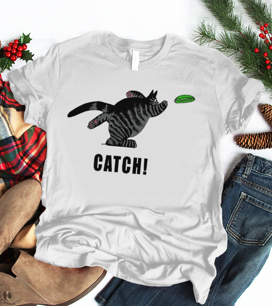 B Kliban Cat Catch Frisbee Playful Humor T-Shirt