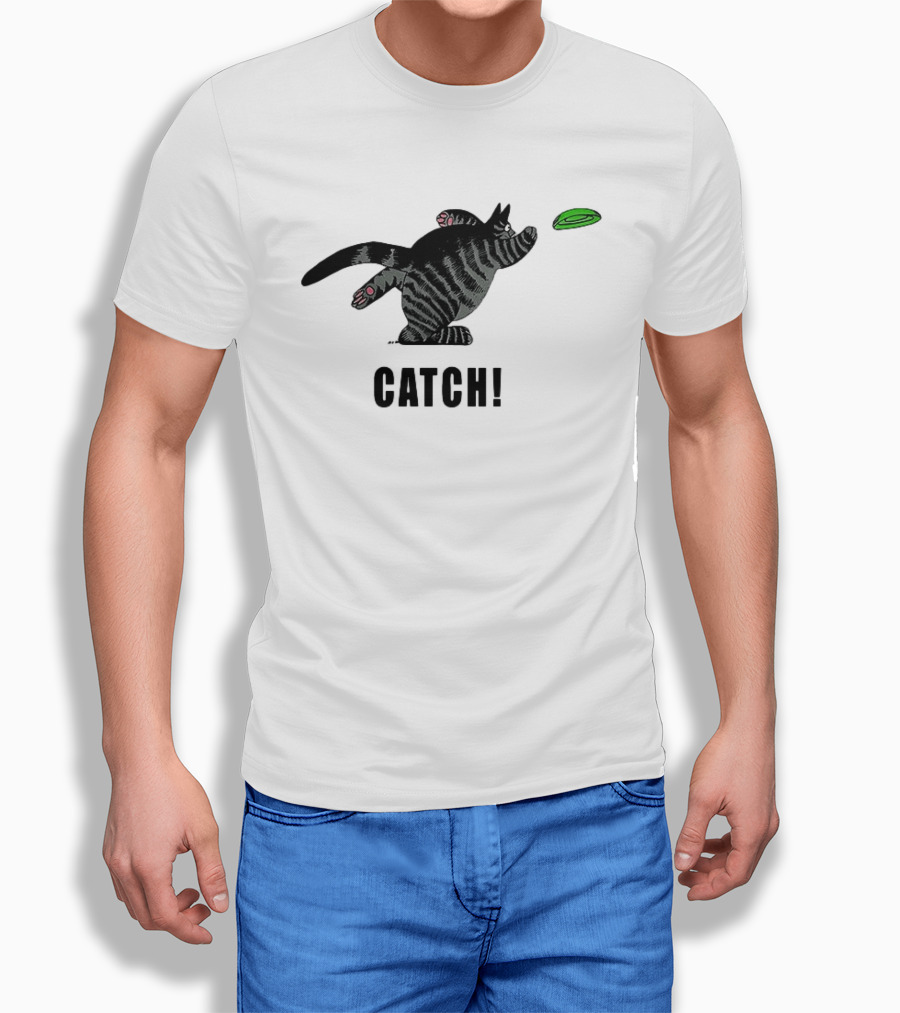 B Kliban Cat Catch Frisbee Playful Humor T-Shirt