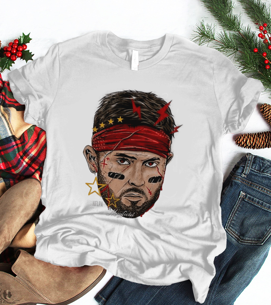 Baker Mayfield Red Bandana Star Lightning Face Paint T-Shirt