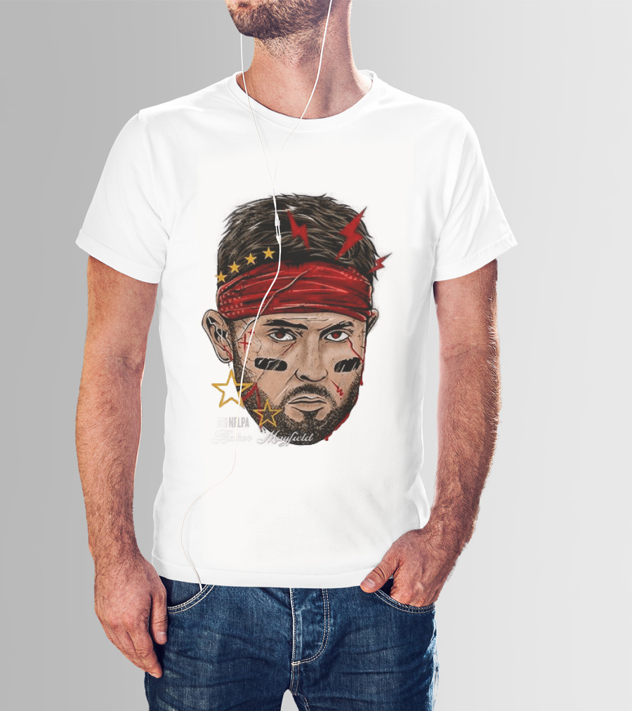 Baker Mayfield Red Bandana Star Lightning Face Paint T-Shirt