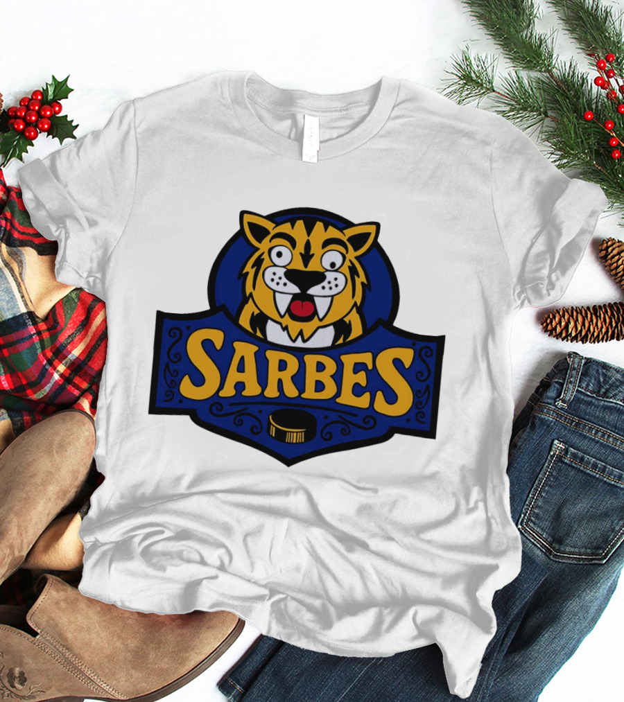Buffalo Sarbes Hockey Tiger Mascot With Puck T-Shirt