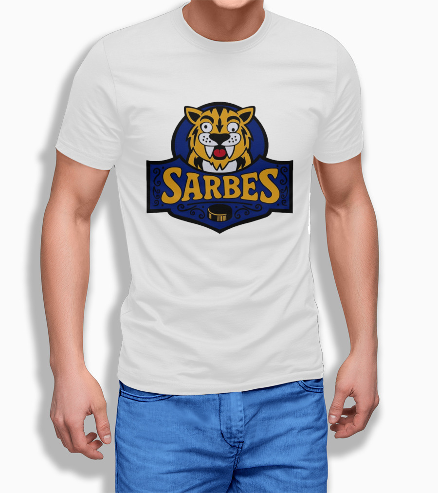 Buffalo Sarbes Hockey Tiger Mascot With Puck T-Shirt
