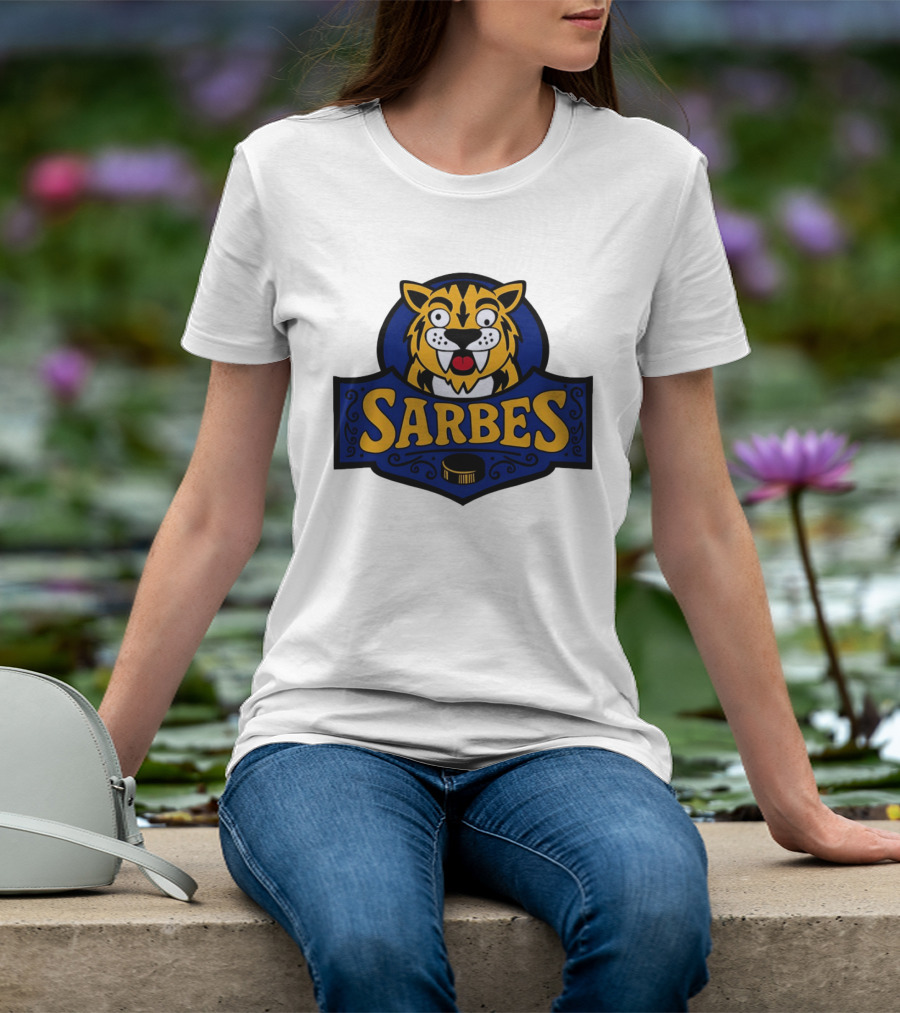 Buffalo Sarbes Hockey Tiger Mascot With Puck T-Shirt