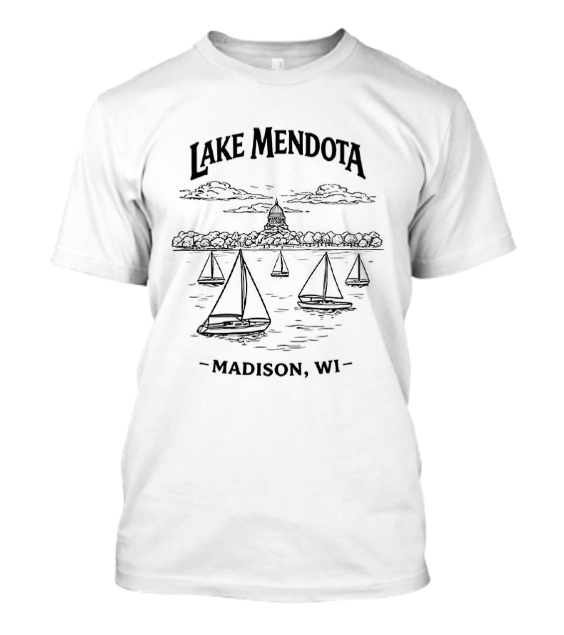 Lake Mendota Madison WI Sailboat Scene T-Shirt