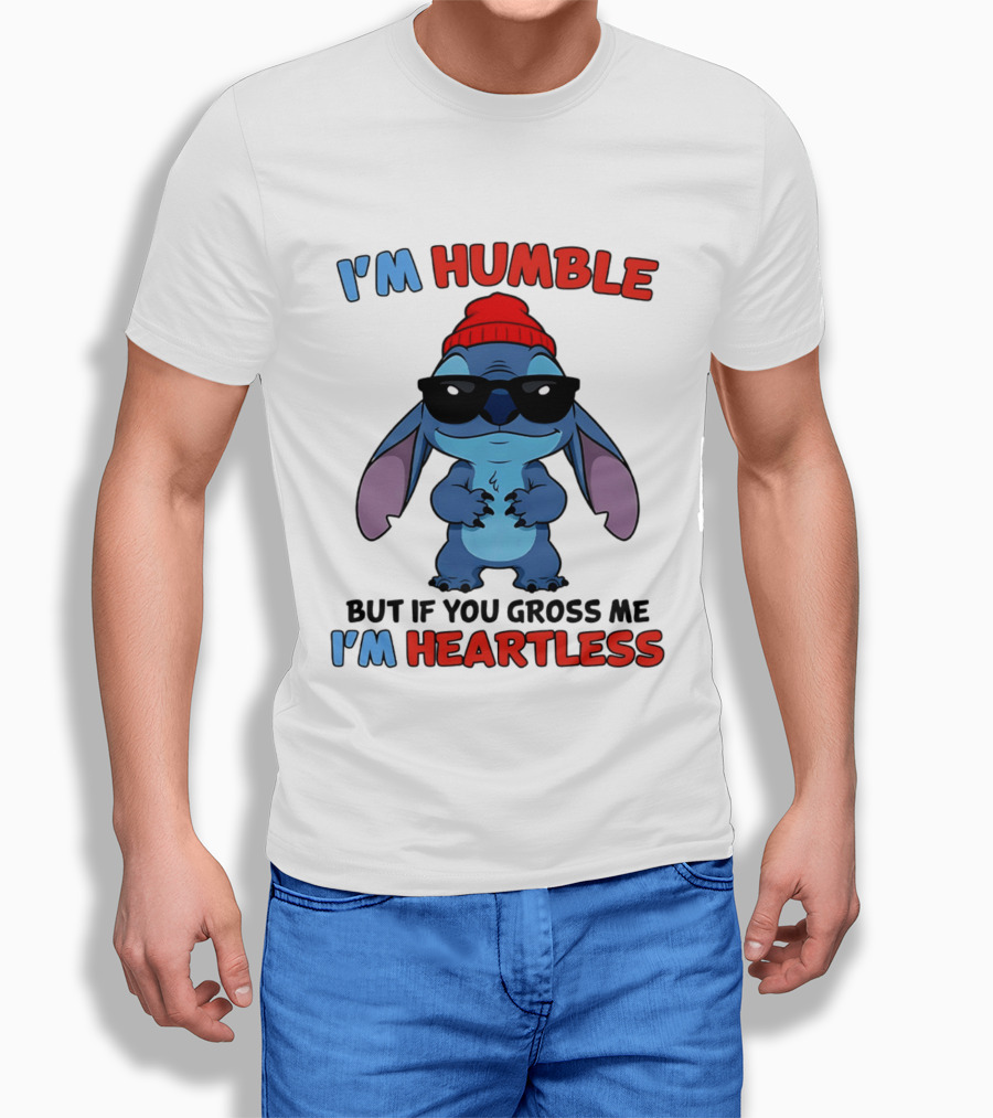 I'm Humble But If You Gross Me I'm Heartless Stitch Sunglasses Red Beanie T-Shirt
