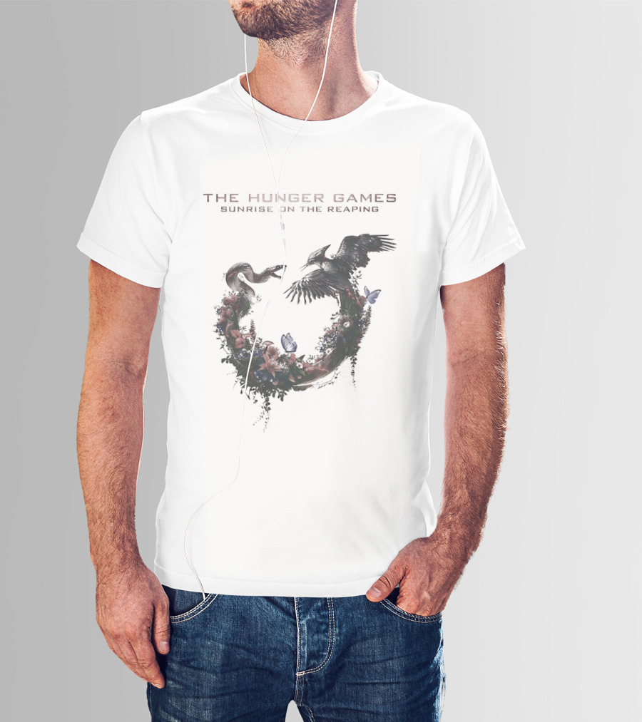 The Hunger Games Sunrise On The Reaping Snake And Bird Wreath T-Shirt