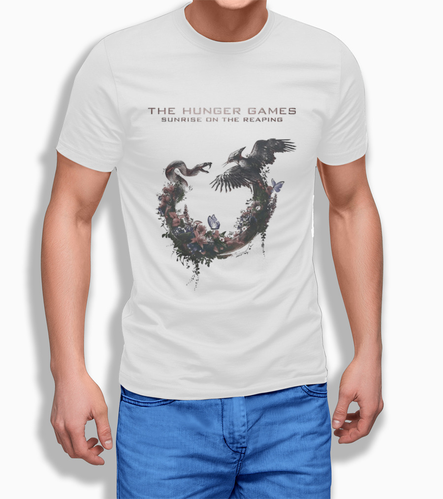 The Hunger Games Sunrise On The Reaping Snake And Bird Wreath T-Shirt