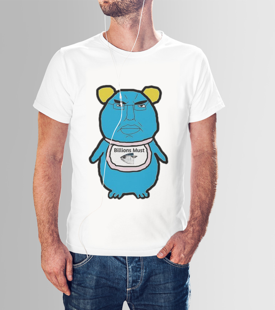 Billions Must Meme Character With Fish Bib T-Shirt