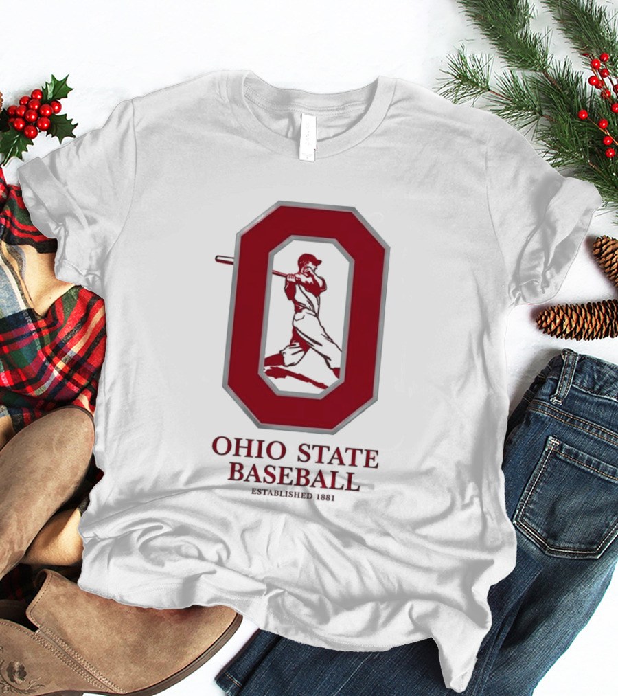 Ohio State Baseball Established 1881 Buckeyes Iconic "O" And Batter T-Shirt