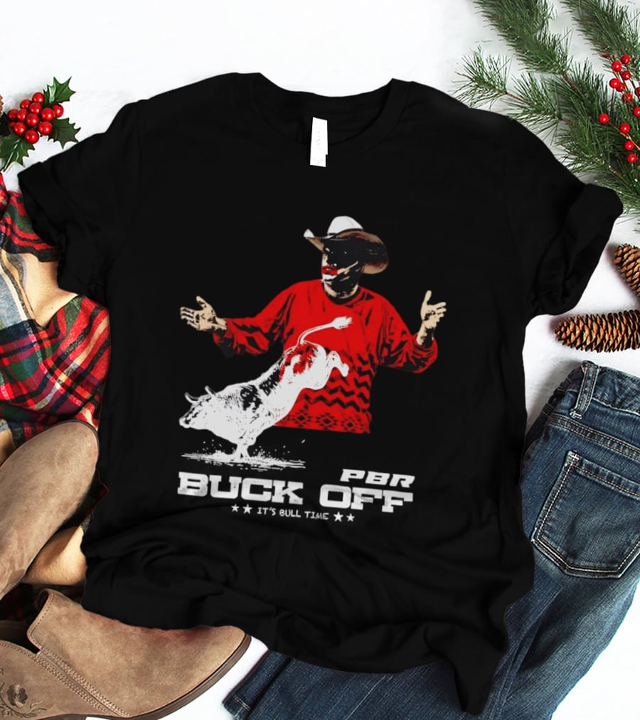 PBR Flint Buck Off It's Bull Time Cowboy Hat Bull Rider Red Sweater T-Shirt