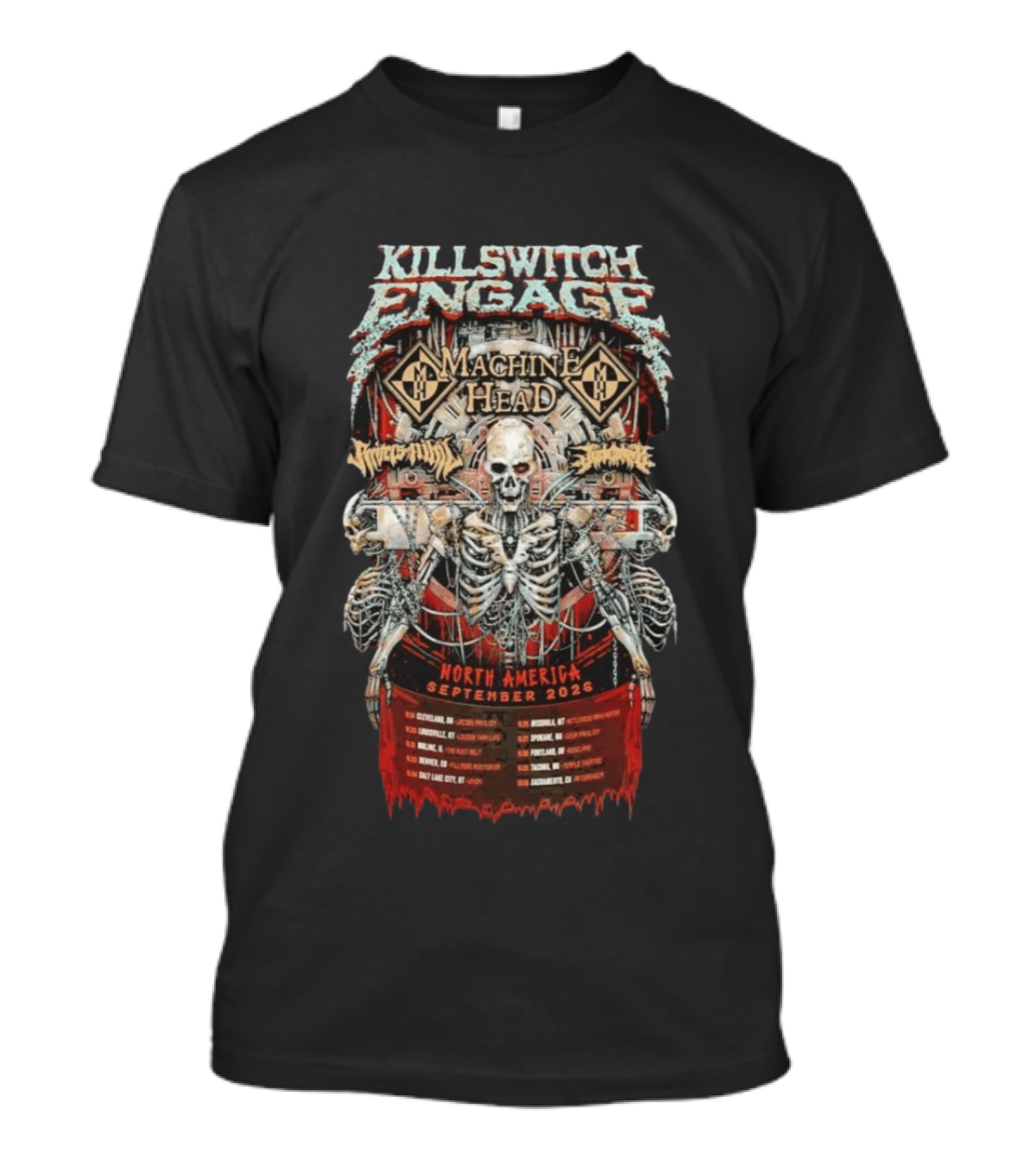 KILLSWITCH ENGAGE Machine Head North America Tour September 2026 Skeleton T-Shirt