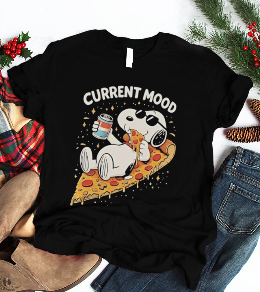 Current Mood Snoopy Relaxing Eating Pizza On A Slice T-Shirt