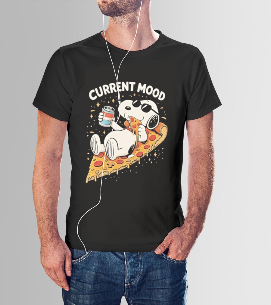 Current Mood Snoopy Relaxing Eating Pizza On A Slice T-Shirt