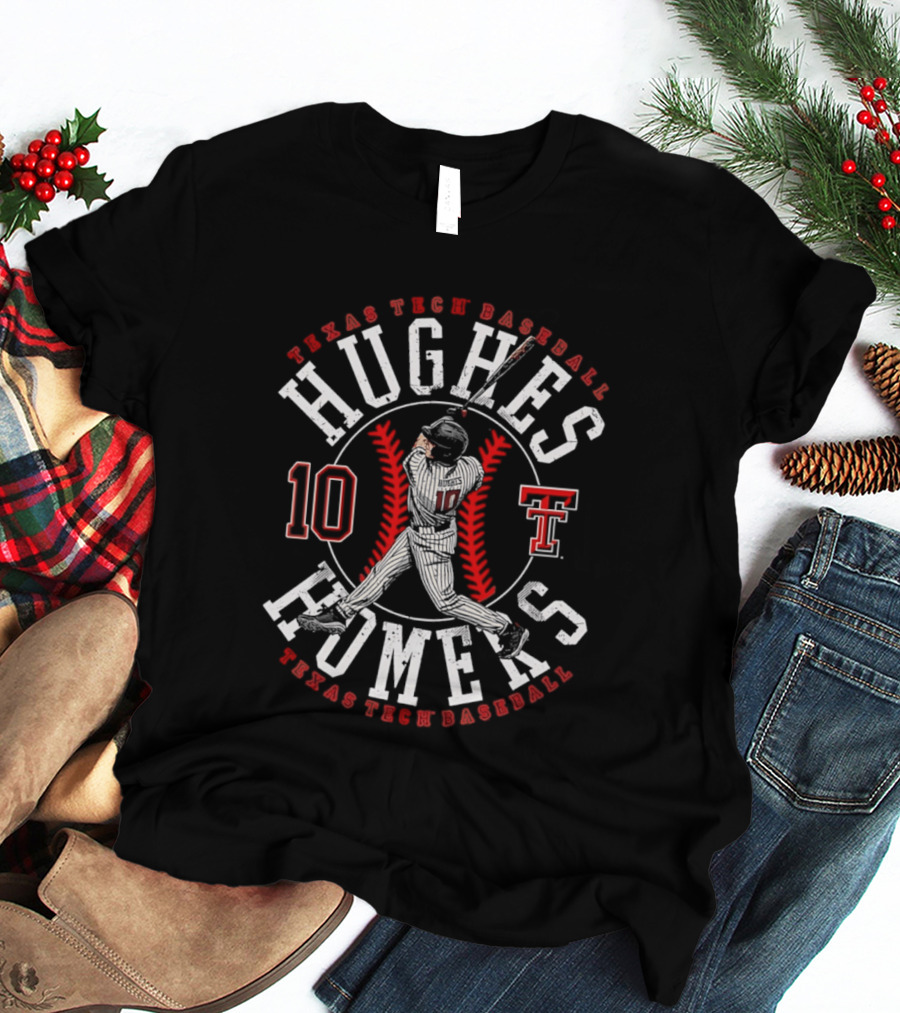 Texas Tech Baseball Hughes Homers Number 10 T-Shirt