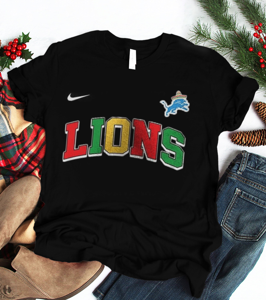 Detroit Lions Cinco De Drinko Bitchachos Sombrero Skeleton T-Shirt