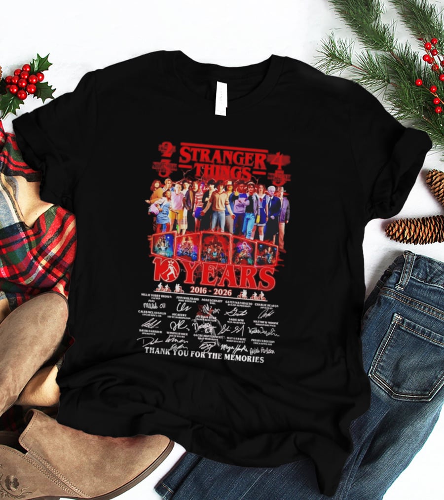 Stranger Things Seasons 2 3 4 5 2016 2026 Anniversary Thank You For The Memories T-Shirt