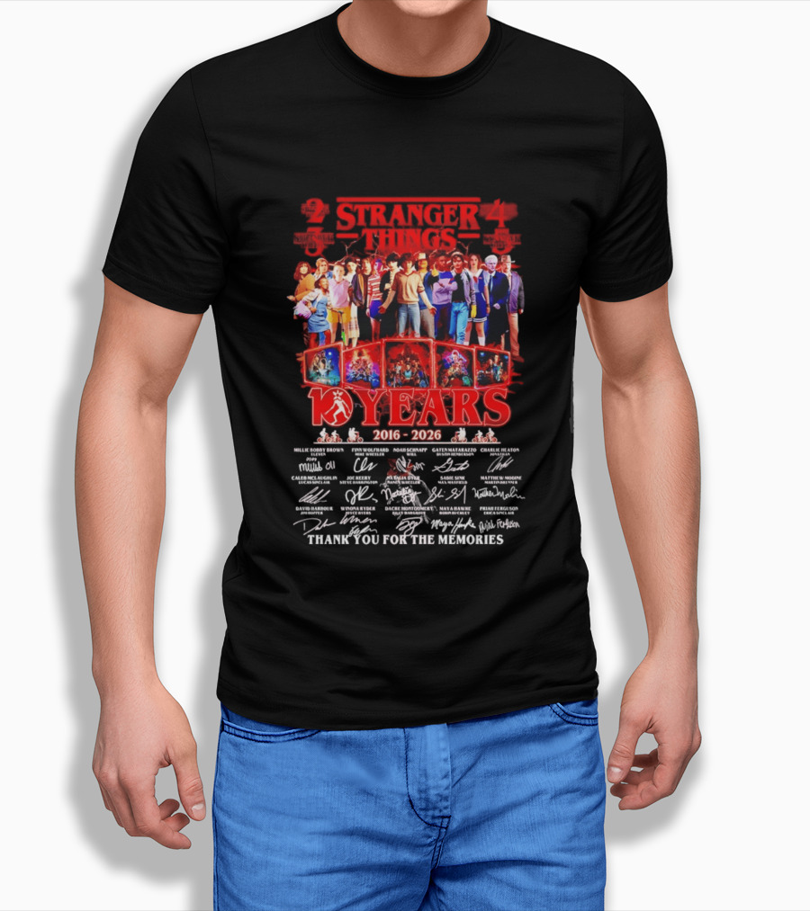 Stranger Things Seasons 2 3 4 5 2016 2026 Anniversary Thank You For The Memories T-Shirt