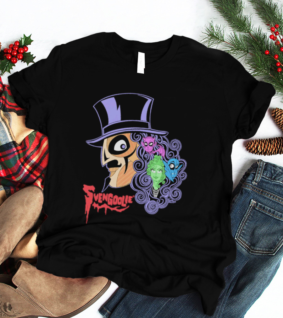 Svengoolie Cartoon Ghoul Faces And Purple Top Hat T-Shirt