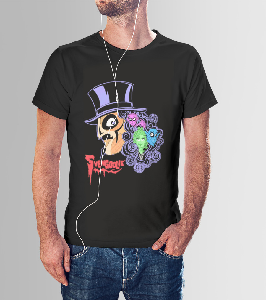Svengoolie Cartoon Ghoul Faces And Purple Top Hat T-Shirt