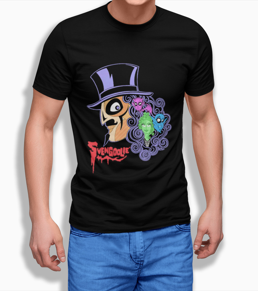 Svengoolie Cartoon Ghoul Faces And Purple Top Hat T-Shirt