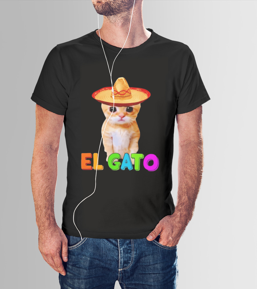 El Gato Cat Sombrero Hat Mexican Fiesta Fun Pet T-Shirt