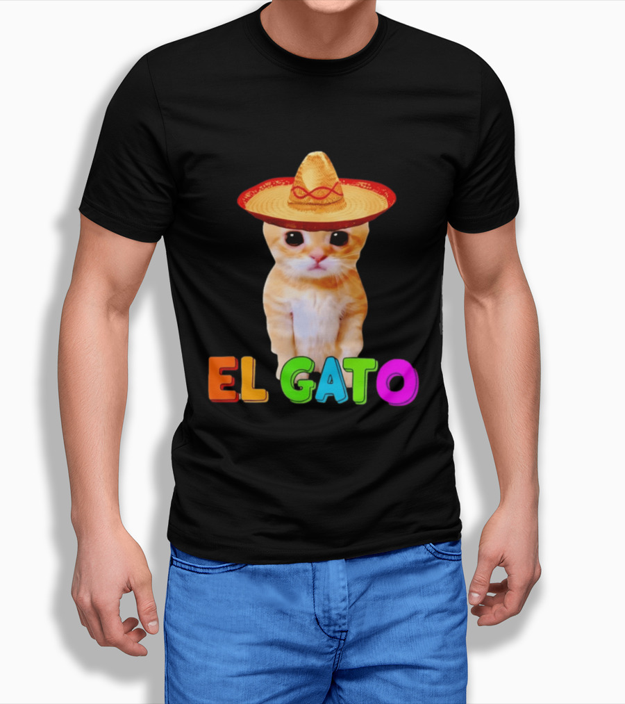 El Gato Cat Sombrero Hat Mexican Fiesta Fun Pet T-Shirt