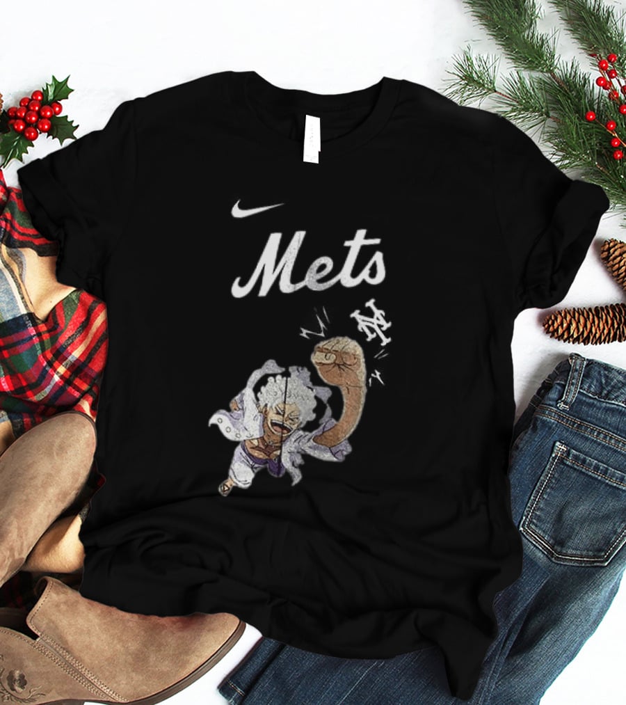 New York Mets X One Piece Luffy Nike Collaboration T-Shirt