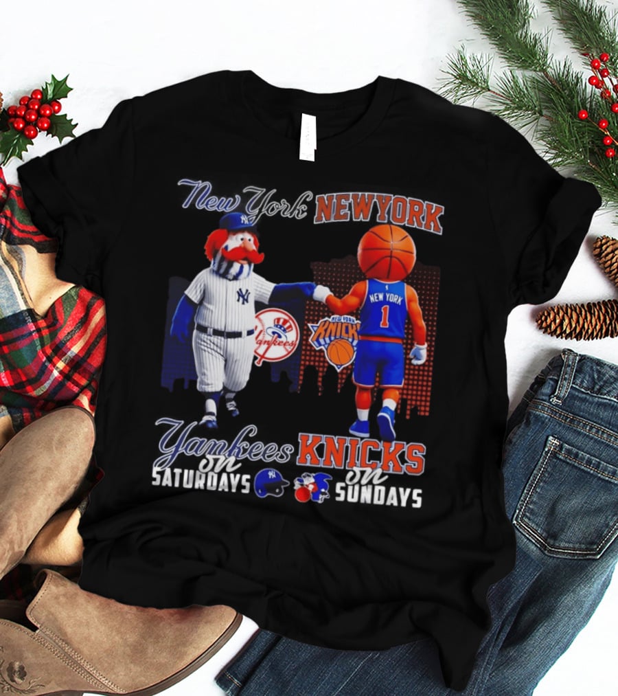 New York Yankees Saturdays Vs Knicks Sundays Yankees Knicks Mascots Baseball Basketball T-Shirt