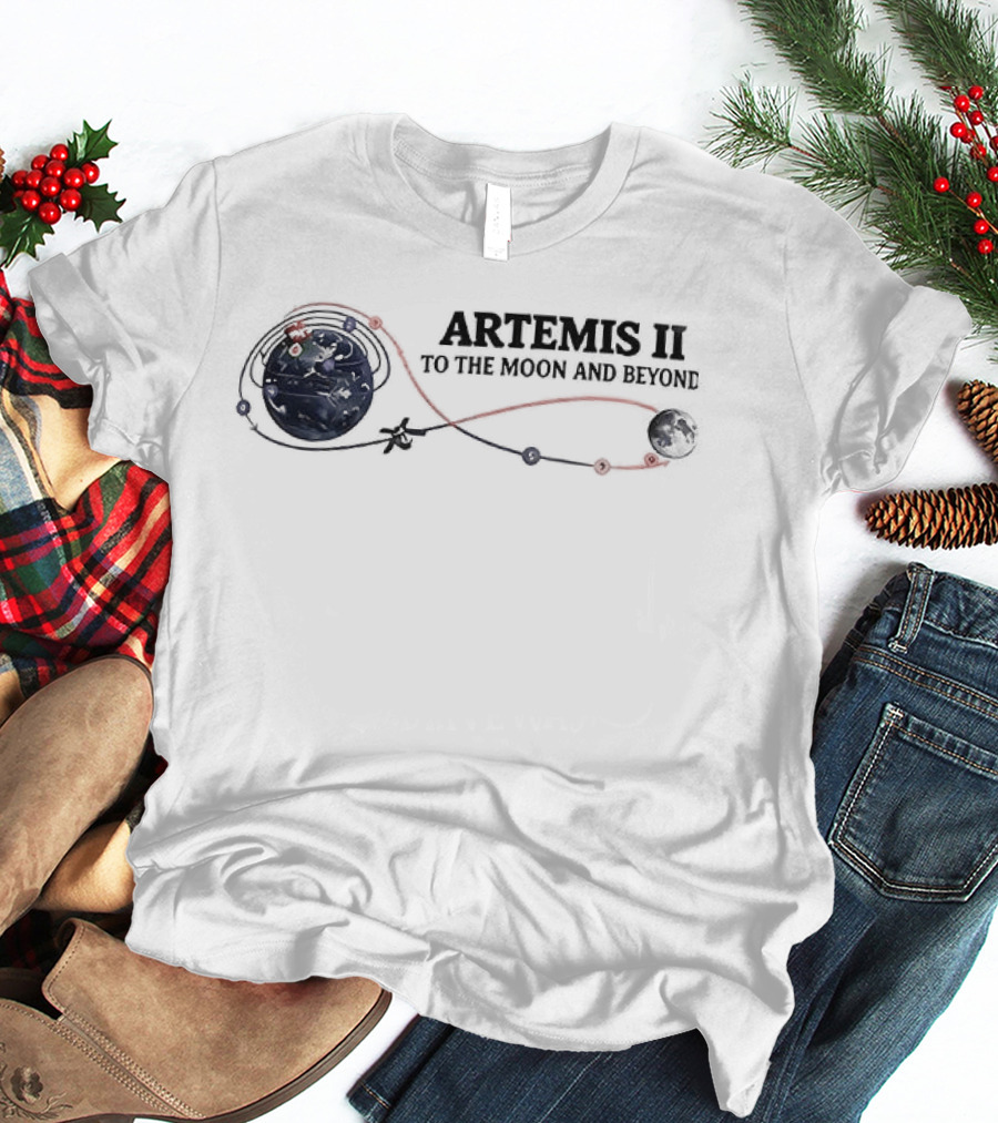 Artemis II 2026 To The Moon And Beyond Spacecraft Flight Path T-Shirt