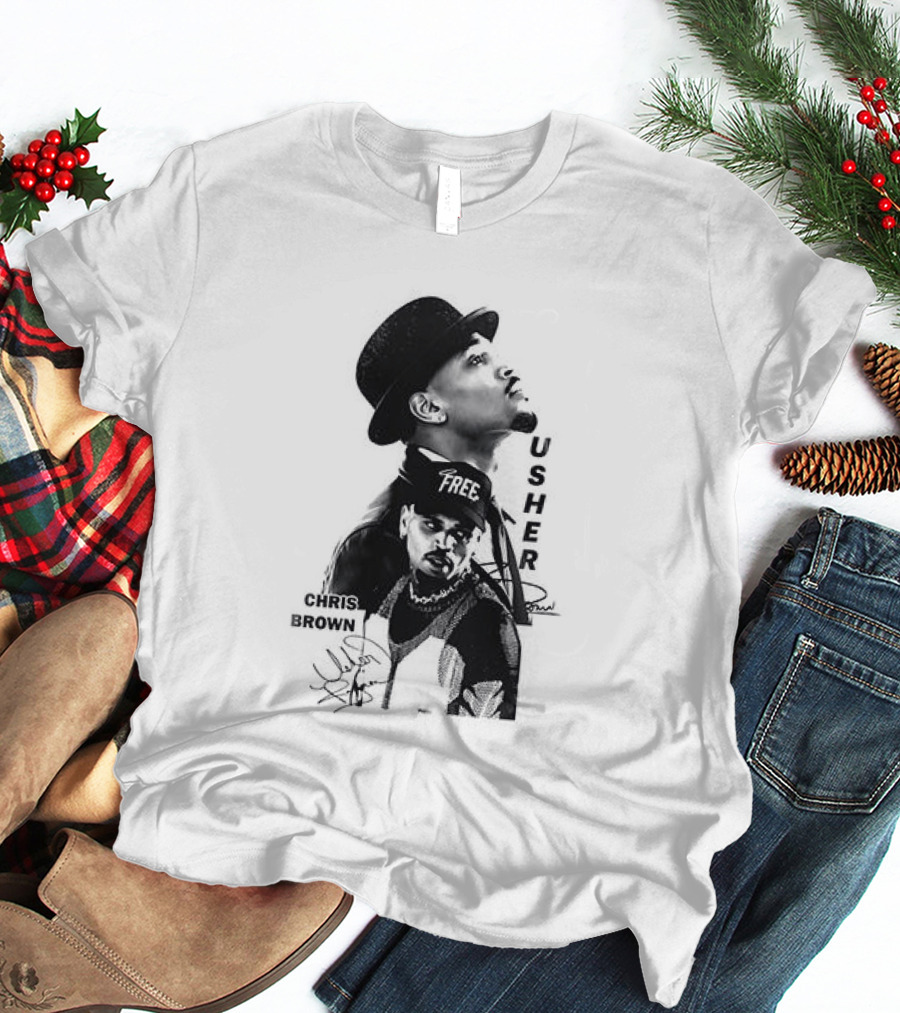 C Brown Usher R&B Tour Cartoon Characters And Signatures T-Shirt