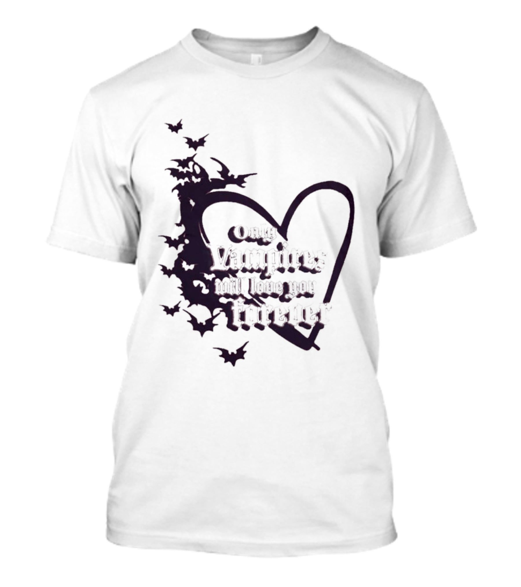 Only Vampires Will Love You Forever Heart And Bats T-Shirt