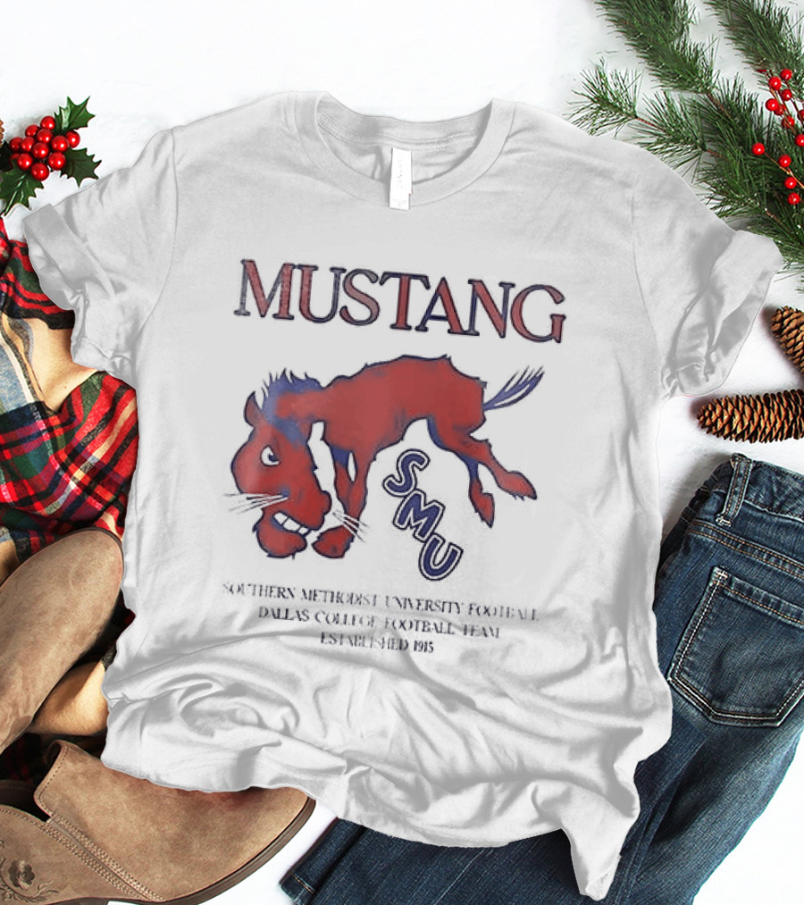 SMU Mustangs Southern Methodist University Red Blue Mustang T-Shirt