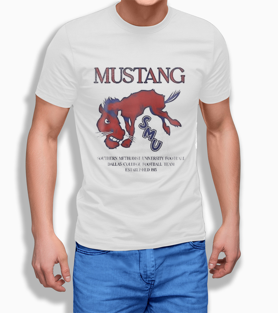 SMU Mustangs Southern Methodist University Red Blue Mustang T-Shirt