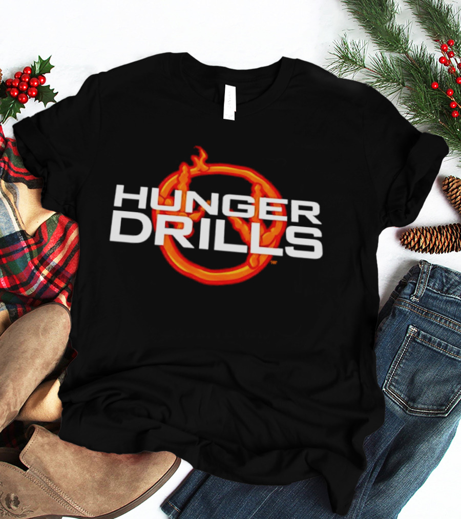 Hunger Drills Exercise Program Flaming Circle T-Shirt