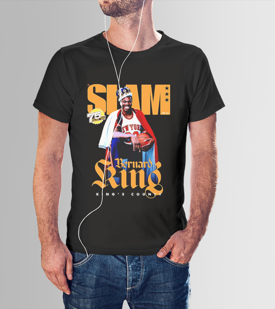 Bernard King New York Knicks Slam June 1995 King's County 75 Before 94 T-Shirt