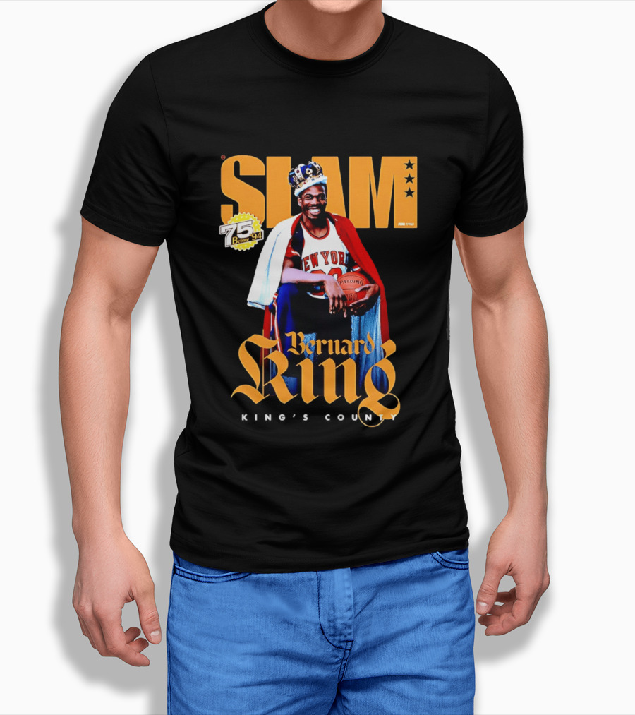 Bernard King New York Knicks Slam June 1995 King's County 75 Before 94 T-Shirt