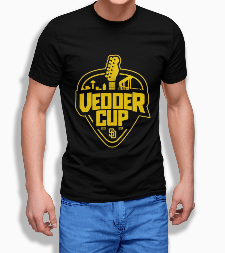 San Diego Padres 2026 Vedder Cup SD Baseball Event City Skyline Guitar T-Shirt