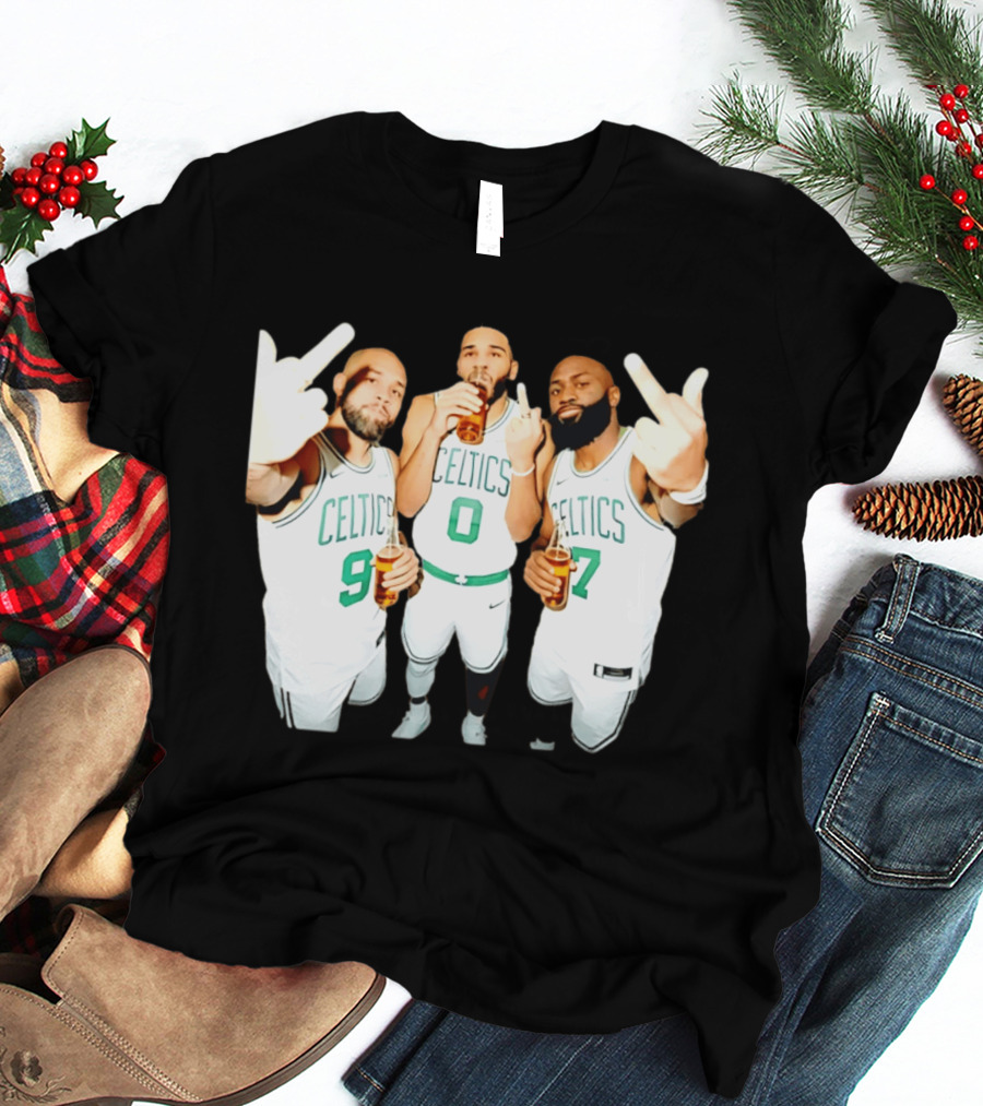 Boston Celtics Players Trinity Middle Finger Beers Humor T-Shirt