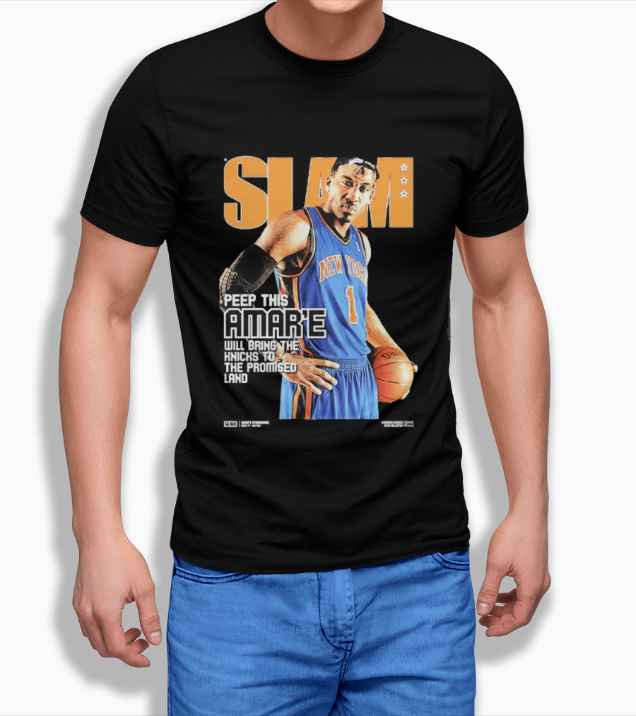 Slam Hardwood Classics Amare Stoudemire Peep This Amare Will Bring The Knicks To The Promised Land New York Knicks T-Shirt