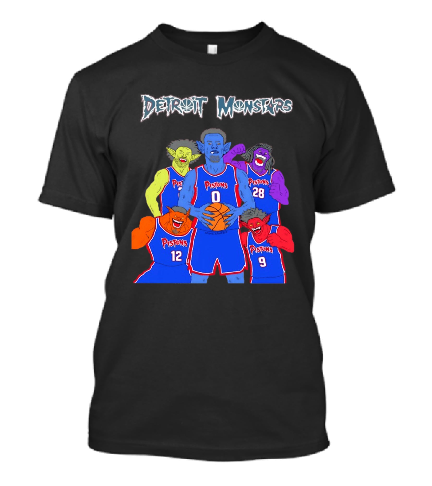 Detroit Pistons Monsters Space Jam Characters Basketball T-Shirt