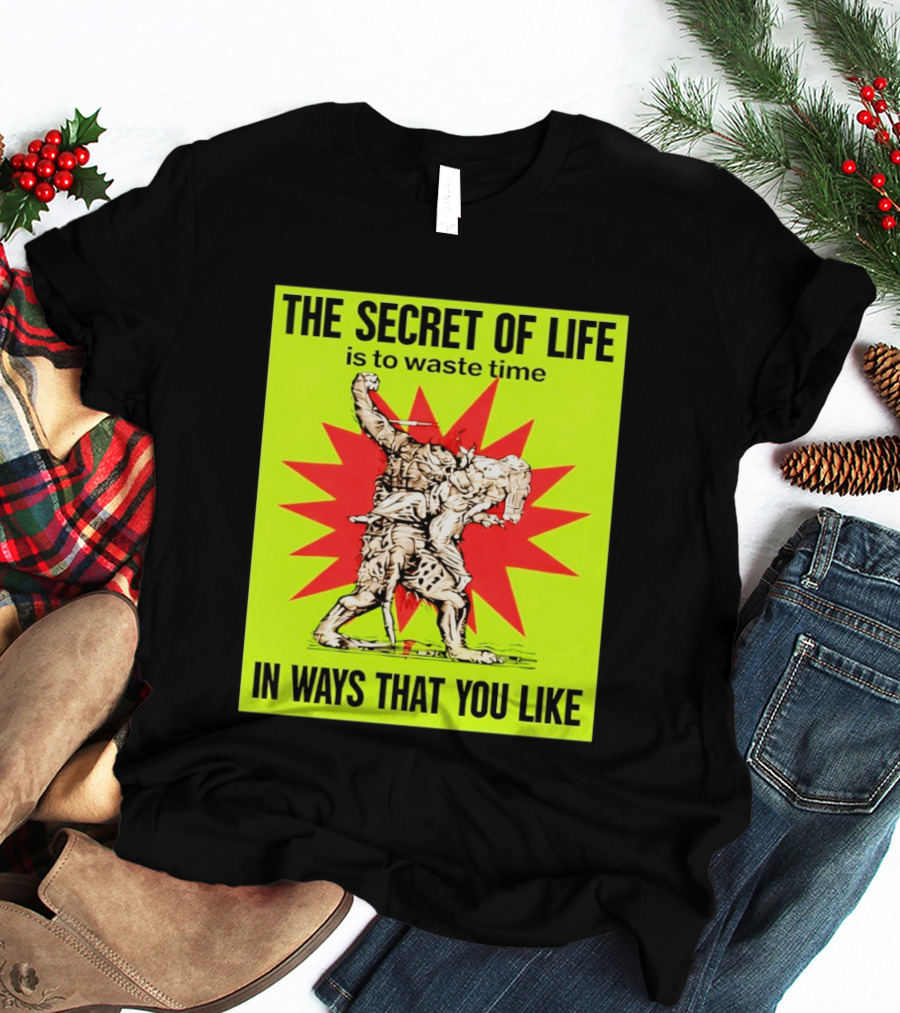 The Secret Of Life Is To Waste Time In Ways That You Like Comic Style Red Burst T-Shirt