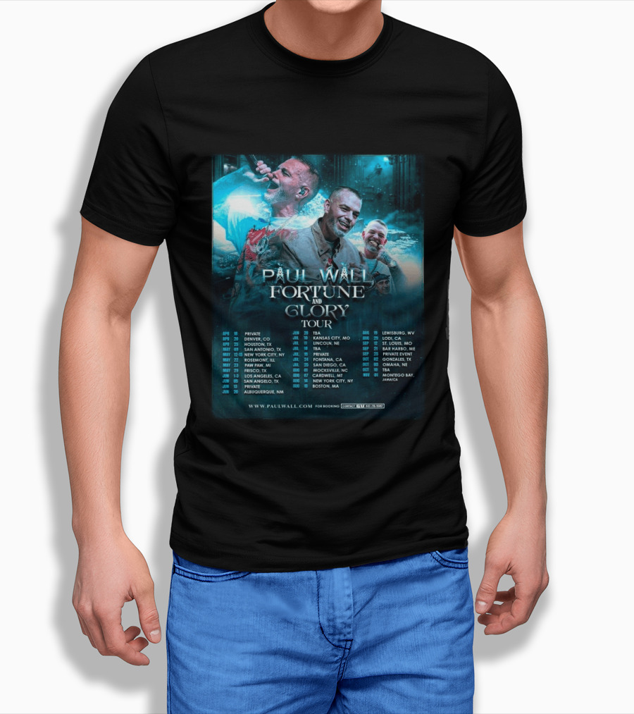 Paul Wall Fortune And Glory Tour 2026 Dates And Locations T-Shirt