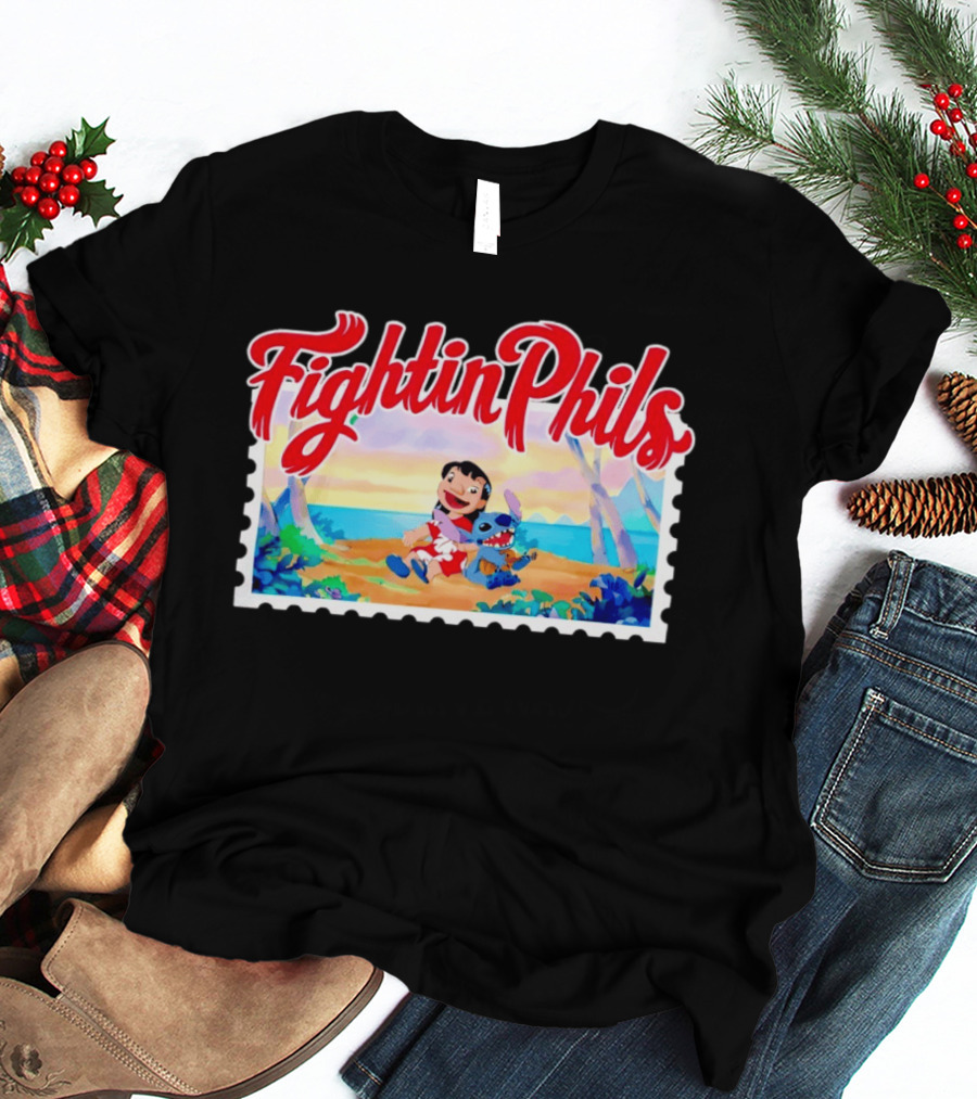 Reading Fightin Phils Lilo And Stitch Collaboration Sports T-Shirt