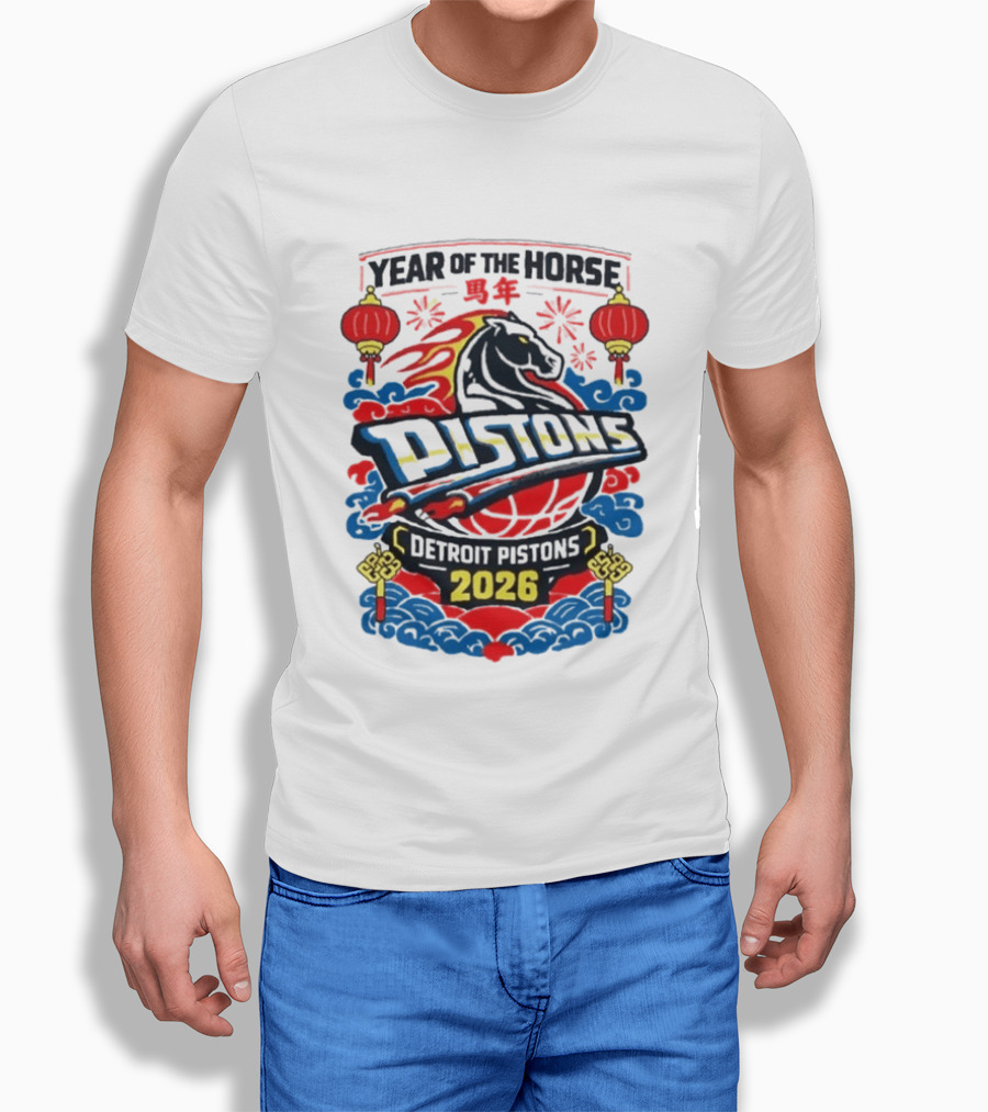 Detroit Pistons 2026 Year Of The Horse Chinese New Year Lanterns T-Shirt