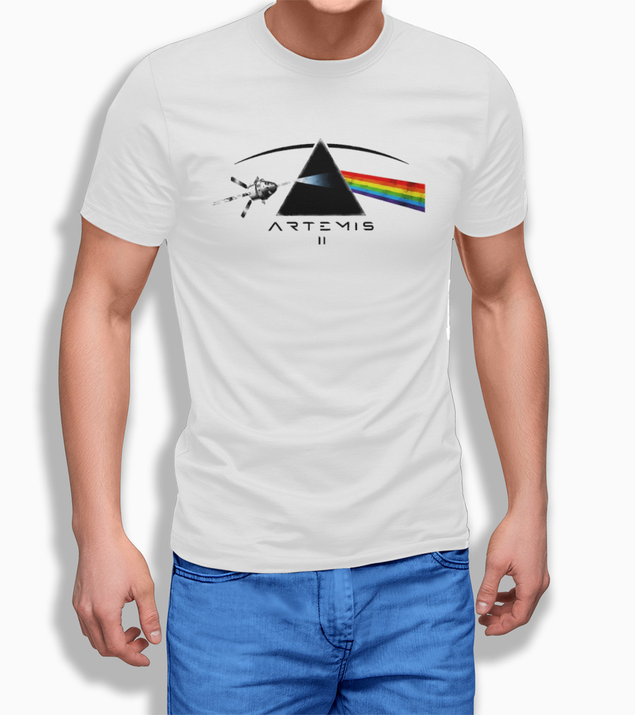 Artemis II Orion Space Program Dark Side Rainbow Triangle T-Shirt