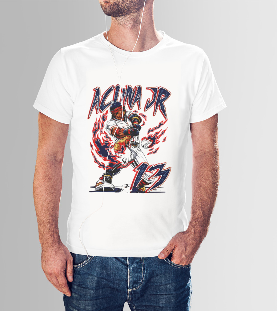 Ronald Acuna Jr Atlanta Braves 13 Hand Drawn Baseball T-Shirt