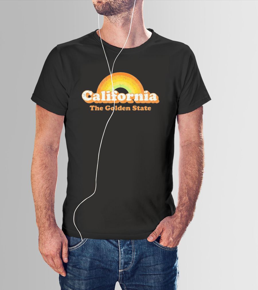 California The Golden State Retro Rainbow T-Shirt