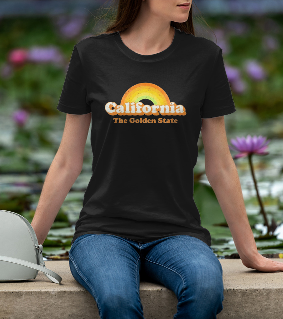 California The Golden State Retro Rainbow T-Shirt
