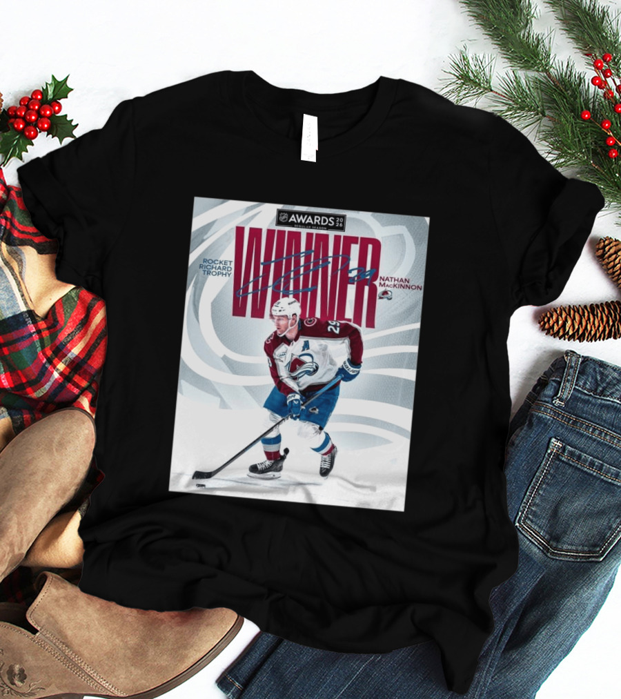 NHL 2026 Awards Rocket Richard Trophy Nathan MacKinnon Winner T-Shirt