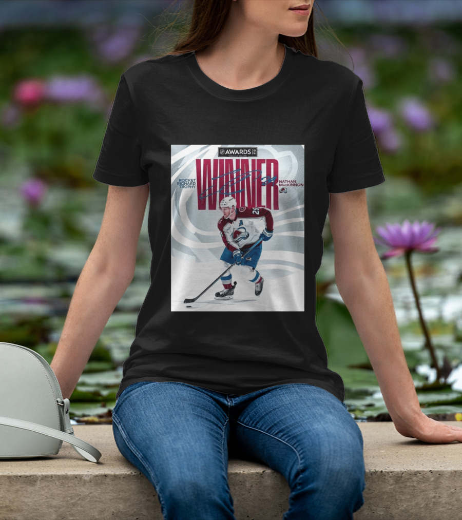 NHL 2026 Awards Rocket Richard Trophy Nathan MacKinnon Winner T-Shirt